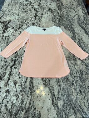 The Limited Peach and White Colorblock Top